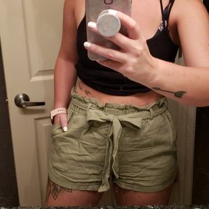Olive Cloth Shorts